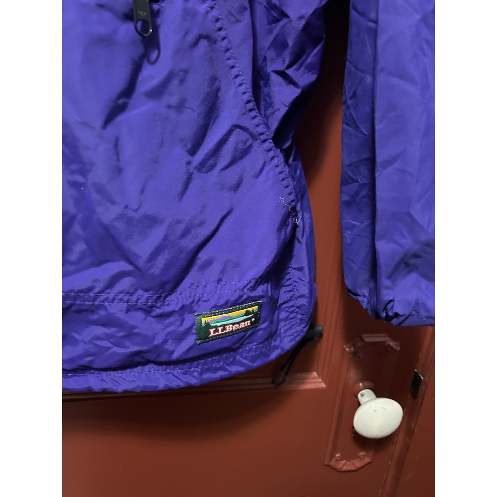Vintage LL Bean Anorak Windbreaker Jacket Purple Half Zip Hooded Mens Large 90s - Picture 7 of 8